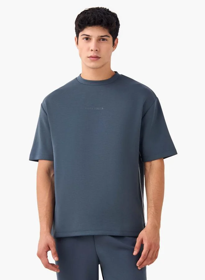 Kappa Kappa Printed Crew Neck T-shirt with Side Piping